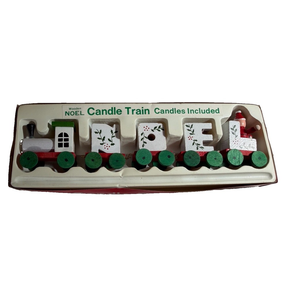 Vintage 1982 Wooden NOEL Candle Train Christmas Santa Original Box Taiwan